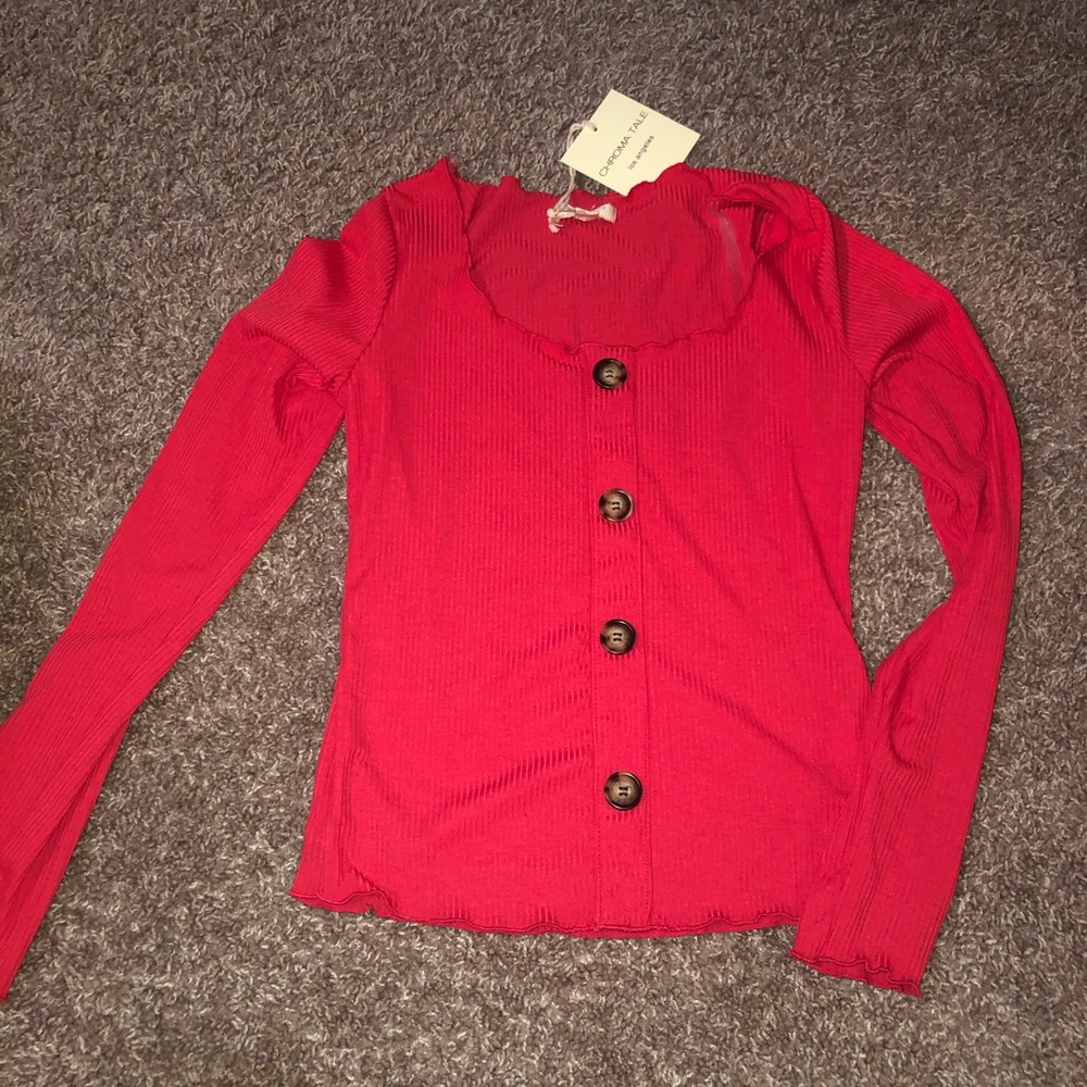 Long sleeve bright coral top